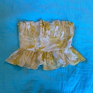 Skylar + Madison Yellow and White Floral Strapless Top Medium